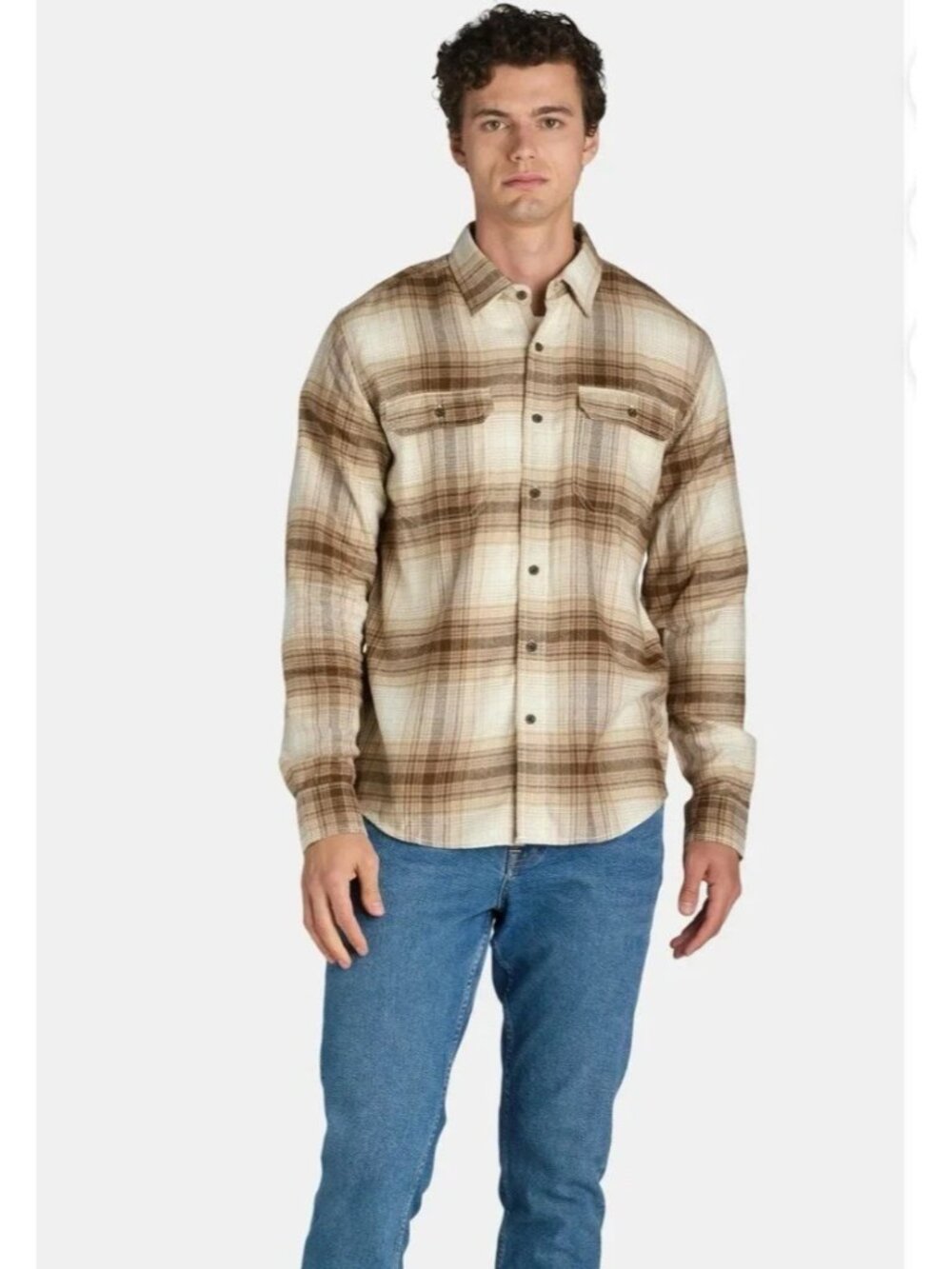 George Men Long Sleeve Flannel Shirt Multicolor Size Medium - Picture 4 of 6
